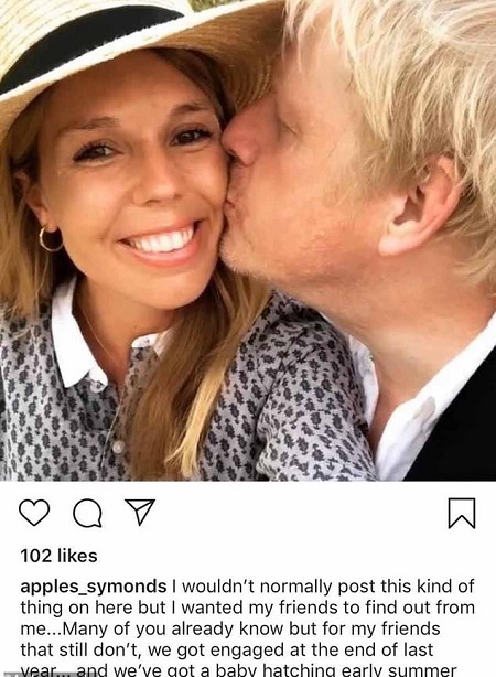 British Prime Minister Boris Johnson 's girlfriend touching Instagram post announced their engagement and also expecting a Baby together