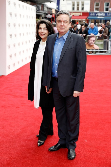 Richard McCabe with his wife, Fotini Dimou at a red carpet