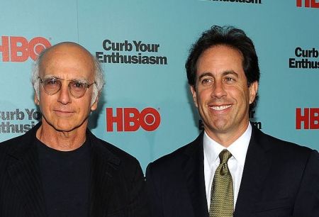 Larry David and Jerry Seinfeld at the screening of Curb Your Enthusiasm on September 30, 2009 in New York City.
