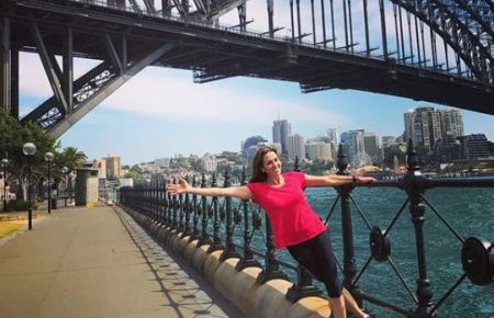 Janet Shamlian, CBS News correspondent enjoying at Sydney Harbour