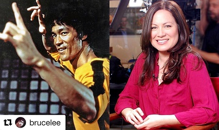Shannon Lee as a podcast on Bruce Lee Podcast Live Event