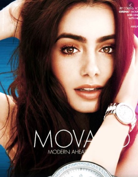 Lily Collins' advertisement for Movado watch