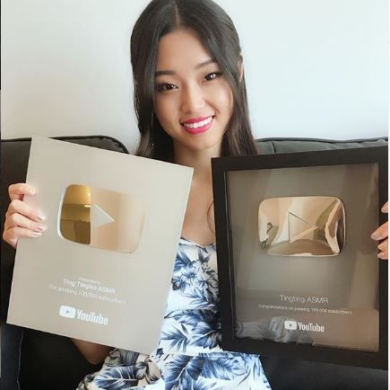 Tingting ASMR And Her Golden And Silver Youtube Play Button