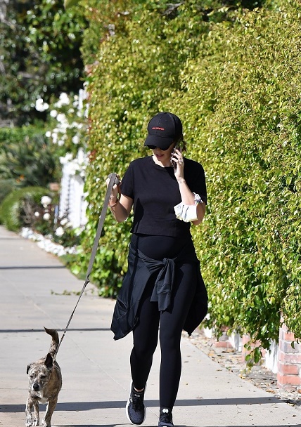 Katherine Schwarzenegger's Showing off her Little Baby Bumb while Walking in her Los Angeles neighborhood