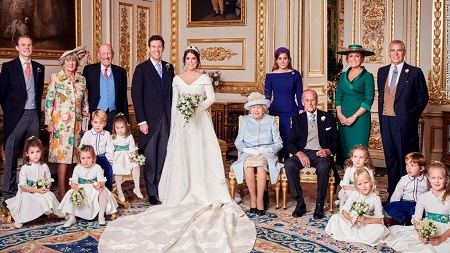 The Wedding Picture of Elizabeth II's Grand Daughter Princess Eugenie and Grand Son in Law, Jack Brooksbank