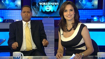 Rob Nelson with his Co-Host at World News Now