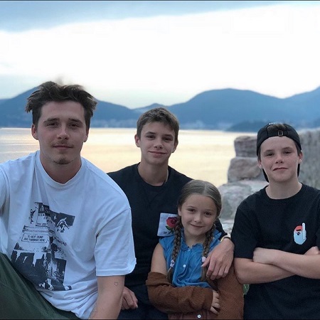 Harper Seven Beckham With Her Three Brothers