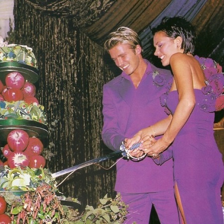  David Beckham and Victoria Beckham's Cutting Off The Cake At Their Reception Day