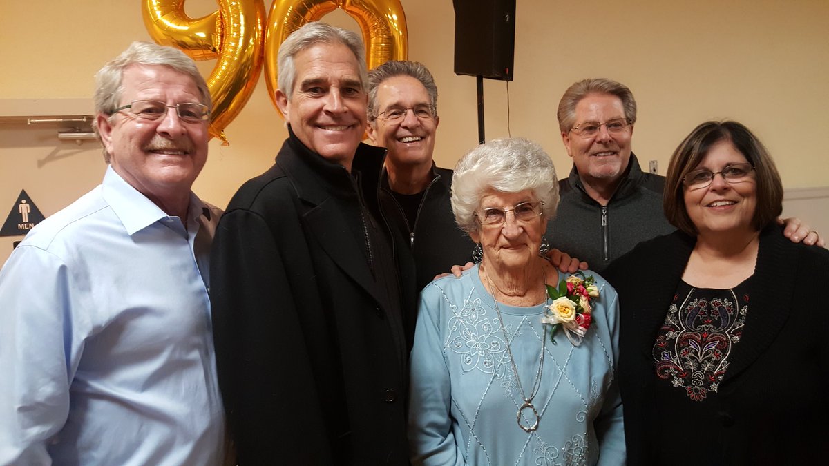 Magers with his brothers and sister celebrating their aunt Mary's 90 birthday.