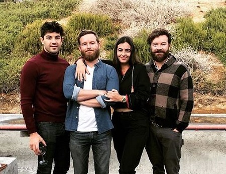 The Walking Dead actress Alanna Masterson with her brother Jordan Masterson (left) and half-brothers Christopher (middle) and Danny Masterson (right).