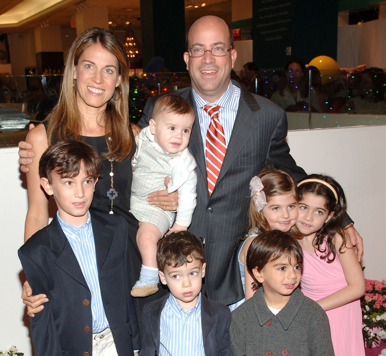 CNN Worldwide President, Jeff with his wife and four children, attending an event.