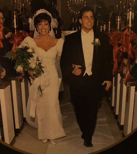 Tim Yeager with his beautiful wife, Robin Meade at their wedding on November 5, 1993.