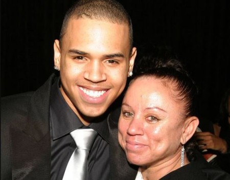Chris Brown with his mom, Joyce.