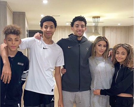 Larsa Pippen (second from right) with her daughter Sophia, and three sons (right to left) Scotty Jr, Preston, and Justin Pippen