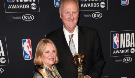 Image: Larry Bird and his wife, Dinah. After divorcing his first wife, Larry estranged himself from his only biological daughter.