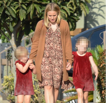 Kristen Bell Along With Daughters, Delta and Lincoln Shepard