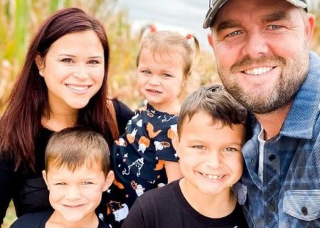 Marc Leishman and Audrey Hills with their three kids.