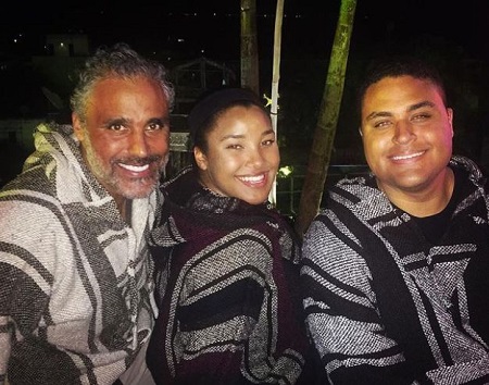 Sasha Fox with her father, Rick Fox (left), and half-brother, Kyle Fox (right).