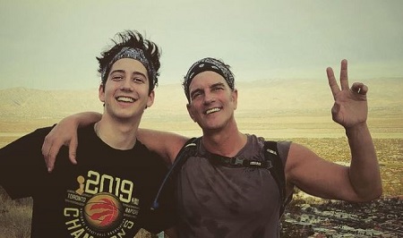 Jeffrey Brezovar (right) is the son of Zombies actor Milo Manheim (left).
