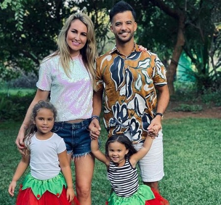 Sue Duminy and JP Duminy with their daughters Isabella (right)  and Alexa-Rose Duminy (left).
