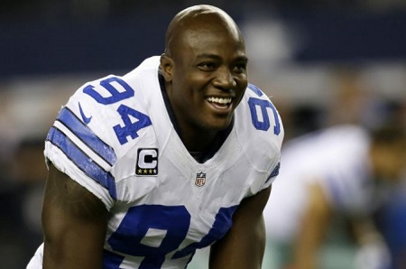 DeMarcus Ware as a defensive end for NFL's Dallas Cowboys.