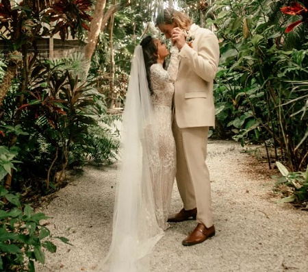 Vanessa Morgan and Michael Kopech During Their Wedding Day 