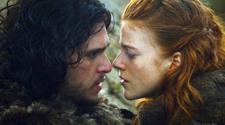 Kit Harington (Jon Snow) and Rose Leslie (Ygritte) on HBO fantasy series Game of Thrones