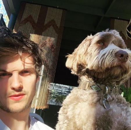 Daniel Sharman With His Pet Dog, Ricky
