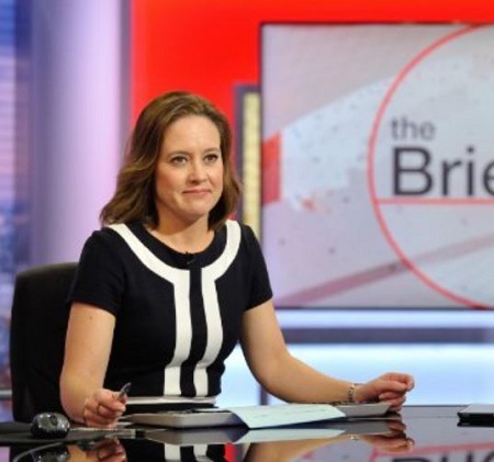  The American news presenter Sally Bundock presents the BBC News show The Briefing.