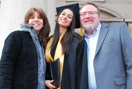 The Weather Nation host Chelsea Ambriz with her mother Debbie Wright (left) and father.