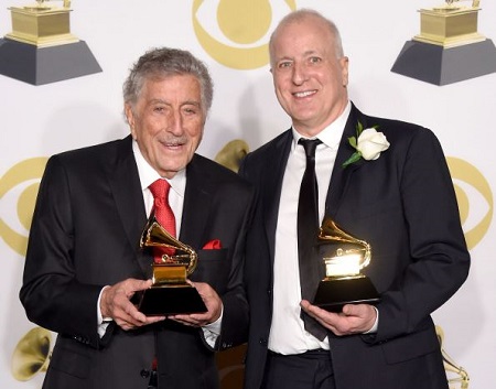  Tony Bennett (left) and Dae Bennett, winners of Grammy Award for Best Traditional Pop Vocal Album for 'Tony Bennett Celebrates 90.'