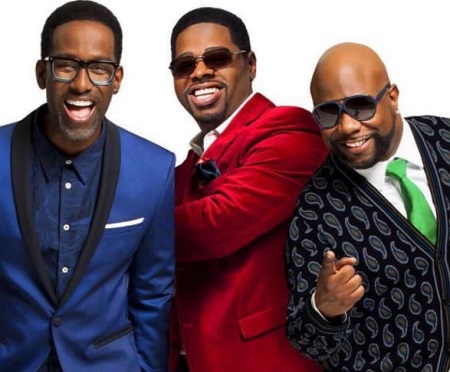 Wanya Morris (right), who holds a net worth of $60 million with Boyz II Men (B2M) members, Nathan Morris (middle) and Shawn Stockman (left).