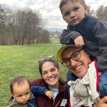 Brittany Baca with her husband Joey Logano, and two sons Hudson, Jameson Logano.