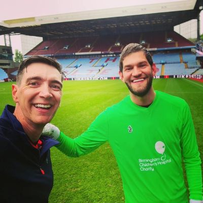 Oliver Phelps is taking the selfie as Nathan Dawe is wearing a keeper's jersey.