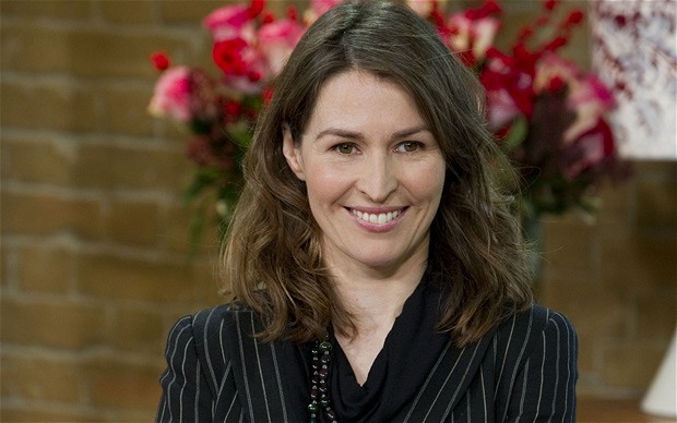 Helen Baxendale in a smiley face.