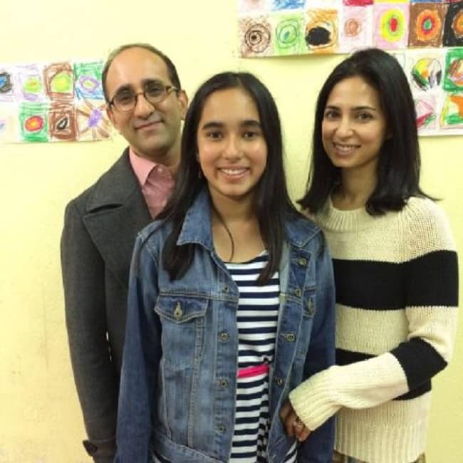 Nikita Mankad with her father Purvesh Mankad and mother Aarti Mankad