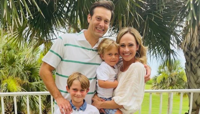 Nikki DeLoach posing for the picture with her husband Ryan Goodell and her children Bennett Christopher Goodell and William Hudson Goodell