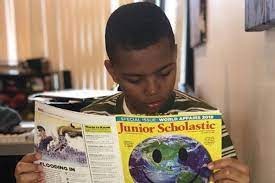 Jamison Pankey reading Junior Scholastic book
