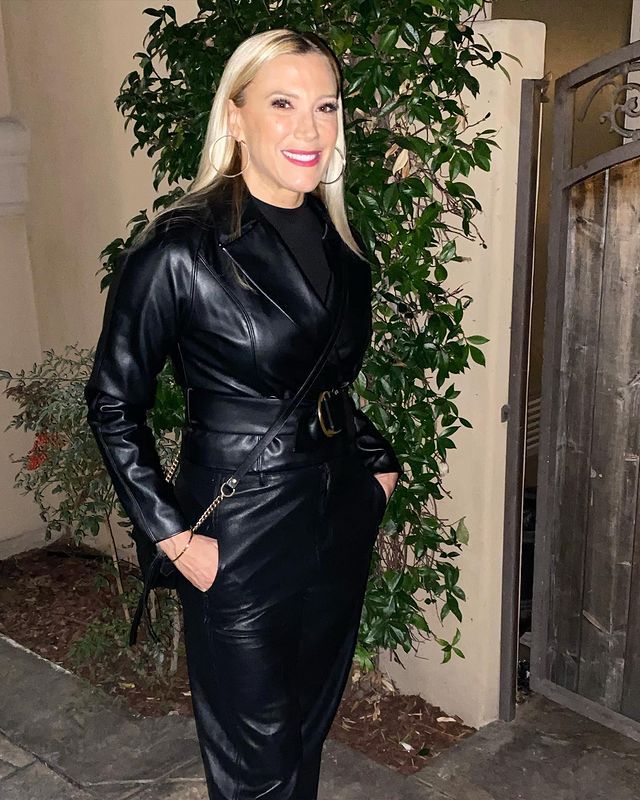 Amber Theoharis in California wearing black leather 