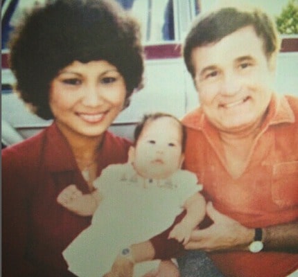 Childhood picture of Sam Milby with his father, Lloyd William Milbyand mother, Elsie Ronquillo Lacia.