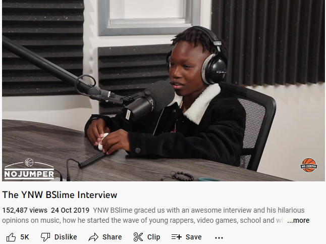 Screenshot of YNW BSlime's Interview