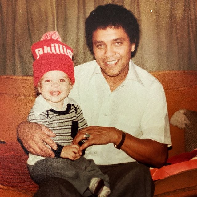 Childhood Picture of Reina Capodici's husband Justin Guarini and her father-in-law Eldrin Bell