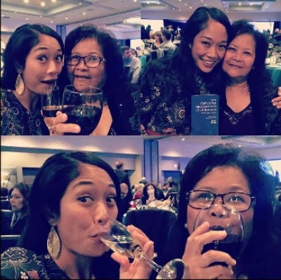 Shelby Rabara with her mother during her mother's birthday chiiling in a restro