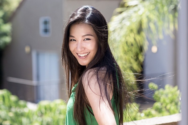 Picture of Kara Wang wearing green dress