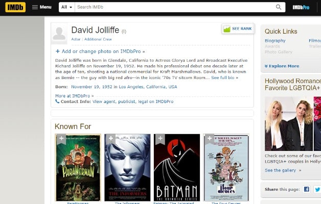 IMDb profile of David Jolliffe