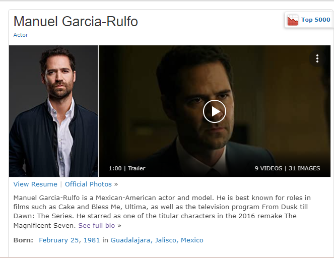 Screenshot of Manuel Garcia-Rulfo's IMDb page 