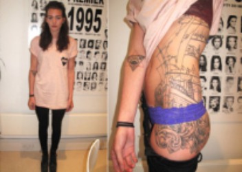 Maille Doyle Stymest showing her pirate-theemed tattoo 