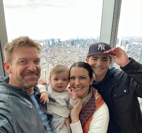 Natalia Cigliuti with her husband Matt Passmore and two sons Kaden Robert Rizzo and Cashel Graham Passmore Selfie 