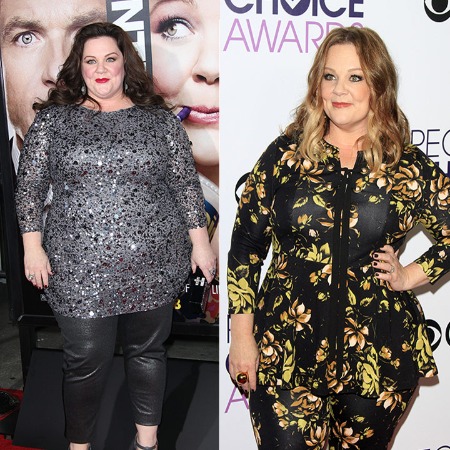 Melissa McCarthy's before(L) and after(R) weight loss picture. 