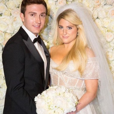 The marriage ceremony picture of Daryl Sabara and Meghan Trainor.